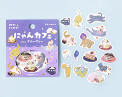 Cute Kawaii BGM Flake Stickers Sack - Kitten Cafe Series - Cat Feline Pet A Blueberry - for Journal Agenda Planner Scrapbooking Craft