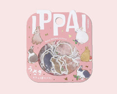 Cute Kawaii BGM Flake Stickers Sack - Rabbit Bunny Pink - for Journal Agenda Planner Diary Scrapbooking Craft Gift