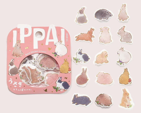 Cute Kawaii BGM Flake Stickers Sack - Rabbit Bunny Pink - for Journal Agenda Planner Diary Scrapbooking Craft Gift