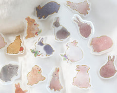 Cute Kawaii BGM Flake Stickers Sack - Rabbit Bunny Pink - for Journal Agenda Planner Diary Scrapbooking Craft Gift