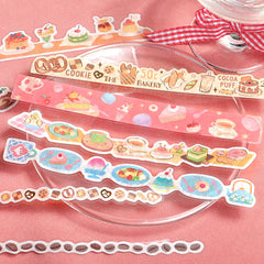 Cute Kawaii BGM Sticker Strips Sack - Sweet Bakery Bread Cake Dessert Cherry Cookie Food - for Journal Agenda Planner Scrapbooking Craft Gift