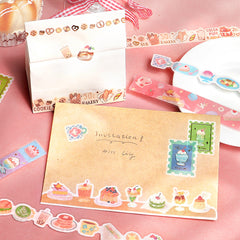 Cute Kawaii BGM Sticker Strips Sack - Sweet Bakery Bread Cake Dessert Cherry Cookie Food - for Journal Agenda Planner Scrapbooking Craft Gift