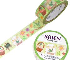 Cute Kawaii Saien Washi / Masking Deco Tape - Sheep Flower Shop Nature Spring Garden - for Scrapbooking Journal Planner Craft Diary Gift