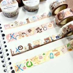 Cute Kawaii Papier Platz Nakauchiwaka Washi / Masking Deco Tape - Cozy Home Series - Bunny Rabbit Coffee Drink Warm - for Journal Planner Diary Scrapbook Craft Gift