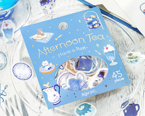 Cute Kawaii BGM Flake Stickers Sack - Afternoon Tea Series - Blue Royal Sweets - for Journal Agenda Planner Scrapbooking Craft Diary Gift