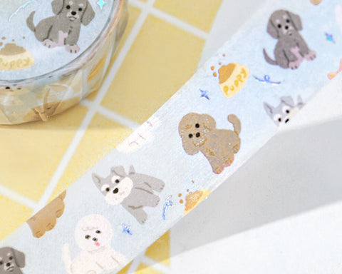 Cute Kawaii BGM Washi / Masking Deco Tape - Dog Playful Puppy Puppies Pet Friend - for Scrapbooking Journal Planner Craft Stationery Decor Agenda Schedule Gift