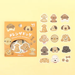 Cute Kawaii BGM Flake Stickers Sack - Fuwa ＼(=^‥^)/’` Animals Series - Brownie Hazelnut Coco Dog Puppy Cookie Snack Toy Pet Poodle - for Journal Agenda Planner Scrapbooking Craft Diary Gift