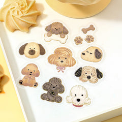 Cute Kawaii BGM Flake Stickers Sack - Fuwa ＼(=^‥^)/’` Animals Series - Brownie Hazelnut Coco Dog Puppy Cookie Snack Toy Pet Poodle - for Journal Agenda Planner Scrapbooking Craft Diary Gift