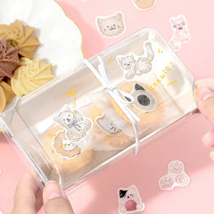 Cute Kawaii BGM Flake Stickers Sack - Fuwa ＼(=^‥^)/’` Animals Series - Kitty Cat Cookie Snack Food Toy Pet Feline Tabby - for Journal Agenda Planner Scrapbooking Craft Diary Gift