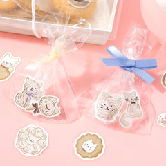 Cute Kawaii BGM Flake Stickers Sack - Fuwa ＼(=^‥^)/’` Animals Series - Kitty Cat Cookie Snack Food Toy Pet Feline Tabby - for Journal Agenda Planner Scrapbooking Craft Diary Gift