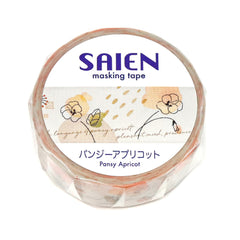 Cute Kawaii Saien Washi / Masking Deco Tape - Pansy Apricot Flower Bloom Peachy Beautiful Nature Wedding Autumn Spring - for Diary Journal Planner Craft Calendar Notebook Scrapbook Stationery Gift