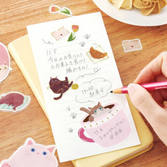 Cute Kawaii BGM Flake Stickers Sack - Write On Label Series - Favorite Cat Tabby Kitty Feline Pet Pink - for Journal Agenda Planner Scrapbooking Craft Diary Gift