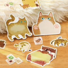 Cute Kawaii BGM Flake Stickers Sack - Write On Label Series - Favorite Cat Tabby Kitty Feline Pet Ginger - for Journal Agenda Planner Scrapbooking Craft Diary Gift