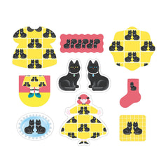 Cute Kawaii World Craft Charmy Pattern Flake Stickers Sack - Cat Feline - for Journal Agenda Planner Diary Scrapbook Craft Gift Art Decor
