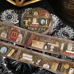 Cute Kawaii BGM Washi Deco Tape - Magical Book Reading Nook Series C - Antique Classic - for Journal Planner Craft Diary Schedule Notebook Gift