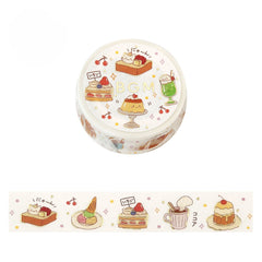 Cute Kawaii BGM Washi / Masking Deco Tape - Foil Stamping / Accents - Cherry Sweet Strawberry Cake Toast Coffee  Bakery - for Diary Journal Planner Craft Stationery Agenda Schedule Gift