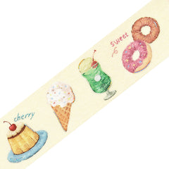 Cute Kawaii BGM Washi Deco Tape - Pieni Stitch Collection Series B -  Cozy Cafe Sweet Strawberry Cake Yummy Donut Ice Cream Desserts Food Snack Gold Accent - for Journal Planner Craft Diary Schedule Notebook Gift