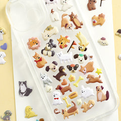 Cute Kawaii BGM Puffy Foam Sticker Sheet - Dog Pet Friend Puppies for Diary Journal Planner Craft Organizer Schedule Stationery Scrapbook