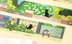 Cute Kawaii BGM Washi Deco Tape - Cat's Journey Series D - Town Neighborhood Garden Alley - for Journal Planner Craft Diary Schedule Notebook Gift