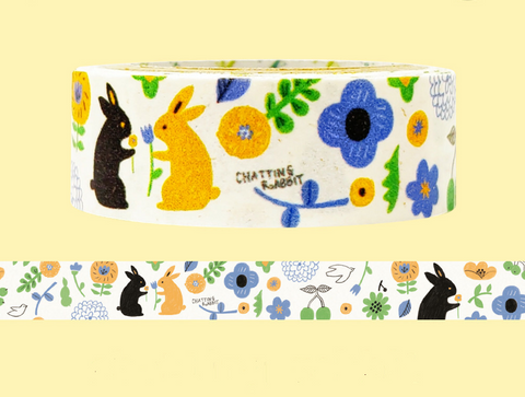 Cute Kawaii Shinzi Katoh Banana Paper Washi / Masking Deco Tape - Rabbit Bunny Flower Poppy ♥ - for Scrapbooking Journal Planner Craft