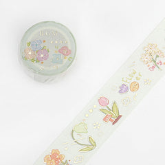 Cute Kawaii BGM Washi / Masking Deco Tape - Flower Tulip Garden Bloom Spring - for Scrapbooking Journal Planner Craft