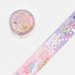 Cute Kawaii BGM Washi / Masking Deco Tape - Beautiful Spring Flower Garden - for Scrapbooking Journal Planner Craft