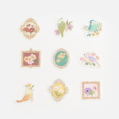 Cute Kawaii BGM Flowers Series Flake Stickers Sack - Flowers and Birds - for Journal Agenda Planner Scrapbooking Craft