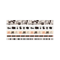 Cute Kawaii Shinzi Katoh Washi / Masking Deco Tape Set -  Cat Feline Kitten Pet - for Scrapbooking Journal Planner Organizer Schedule Craft