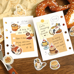 Cute Kawaii BGM Flake Stickers Sack - Cat Cafe Series - C Chocolate Tabby - Warm Bakery and Coffee - for Journal Agenda Planner Scrapbooking Craft Diary Gift