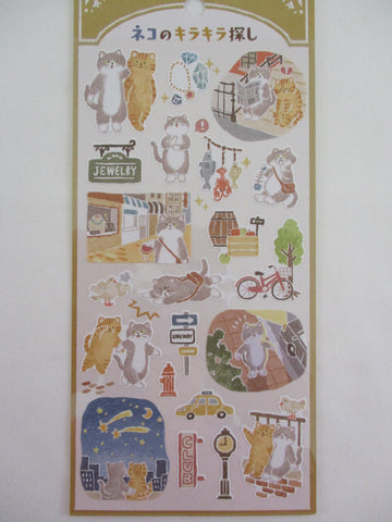 Cute Kawaii Mind Wave Cat in Town Travel Fun Sticker Sheet - for Journal Planner Craft Organizer Calendar Schedule Scrapbook Diary Gift