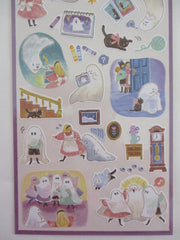 Cute Kawaii Mind Wave Ghost and Black Cat Halloween Portrait Party Friend Dressed Up Costume Sticker Sheet - for Journal Planner Craft Organizer Calendar Schedule Scrapbook Diary Gift