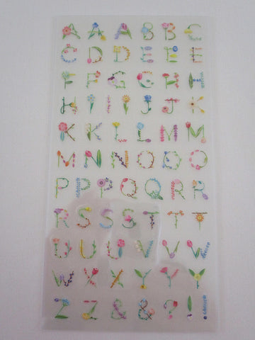 Cute Kawaii Mind Wave Alphabet Flowers Green Nature Sticker Sheet - for Journal Planner Craft Diary Scrapbook Schedule Gift