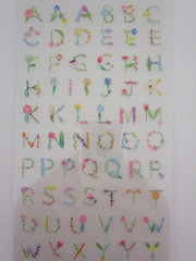 Cute Kawaii Mind Wave Alphabet Flowers Green Nature Sticker Sheet - for Journal Planner Craft Diary Scrapbook Schedule Gift