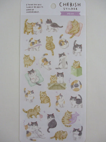 Cute Kawaii MW Cherish Series - B - Cat Kitten Sticker Sheet - for Journal Planner Craft
