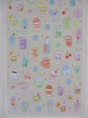 Cute Kawaii BGM Texture Sticker Sheet Ivory - Fresh Drink Juice Bobba Coffee Cocktail Milk Party Vacation - for Journal Planner Craft Agenda Organizer Diary Scrapbook Stationery Gift