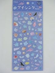 Cute Kawaii BGM Texture Sticker Sheet Blue - Ocean Sea Fish Whale Penguin Dolphin Coral Universe Beach Vacation Cruise - for Journal Planner Craft Agenda Organizer Diary Scrapbook Stationery Gift