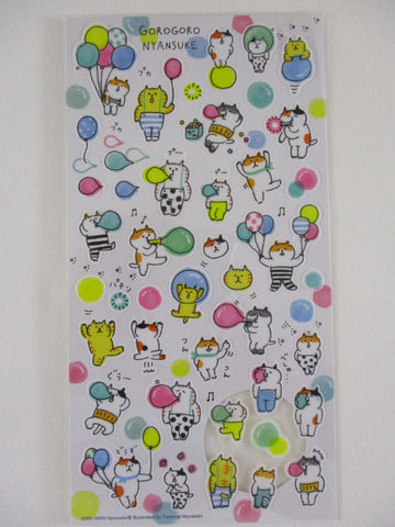 Cute Kawaii Mind Wave Happy Cat Balloon Party Sticker Sheet - for Diary Journal Planner Craft Organizer Calendar Schedule Scrapbook Gift