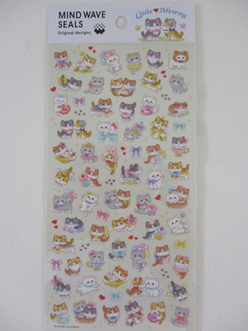 Cute Kawaii Mind Wave Ori Little Mewny Meow Cat Kitty Kitten Feline Pet Tabby Animal Sticker Sheet - for Journal Planner Craft Diary Gift Schedule