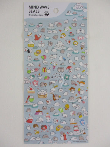 Cute Kawaii Mind Wave Ori Sea Ocean Seal Party Friends Crowd Busy Buddy Sticker Sheet - for Journal Planner Craft Diary Gift Schedule