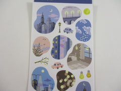 Cute Kawaii MW Scenic Scene Series Sticker Sheet - Night Blue Light Sky - for Journal Planner Craft Organizer Calendar