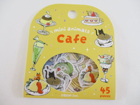 Cute Kawaii BGM Flake Stickers Sack - Mini Animals Series - Cafe Coffee Pastry Pancake Cat Cake Muffin - for Journal Agenda Planner Scrapbook Craft Diary Gift