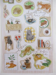 Cute Kawaii Mind Wave with Animals photo series - Cat Tabby Kitty Feline Pet Cozy Home Reading Book Relax Time Friend Sticker Sheet - for Journal Planner Craft Diary Gift Schedule Scrapbook Agenda Notebook