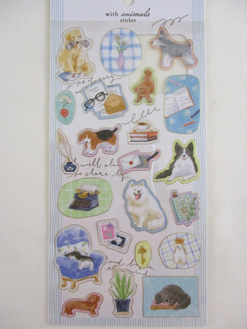 Cute Kawaii Mind Wave with Animals photo series - Dog Happy Pet Cozy Home Reading Book Relax Time Playful Friend Sticker Sheet - for Journal Planner Craft Diary Gift Schedule Scrapbook Agenda Notebook