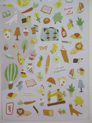 Cute Kawaii MW Whoopee Series - A - Cheerful Shining Fruit Vegetable Bread Plant Food Yellow Change of Mood Sticker Sheet - for Journal Planner Craft