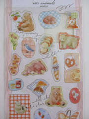 Cute Kawaii Mind Wave with Animals photo series - Bear Bread Picnic Strawberry Jam Nature Forest Autumn Harvest Sticker Sheet - for Journal Planner Craft Diary Gift Schedule Scrapbook Agenda Notebook