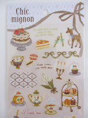 Cute Kawaii Mind Wave Chic Mignon Royal Regal Girly Princess series - Tea Time Strawberry Cake Pie Autumn Deer Sticker Sheet - for Journal Planner Craft Diary Gift Schedule Scrapbook Agenda Notebook