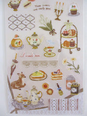 Cute Kawaii Mind Wave Chic Mignon Royal Regal Girly Princess series - Tea Time Strawberry Cake Pie Autumn Deer Sticker Sheet - for Journal Planner Craft Diary Gift Schedule Scrapbook Agenda Notebook