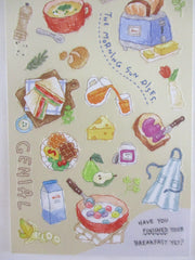 Cute Kawaii Mind Wave Food Sketch series - Breakfast Toast Egg Cereal Jam Bagel Croissant Juice Milk Fruit Sticker Sheet - for Journal Planner Craft Diary Gift Schedule Scrapbook Agenda Notebook