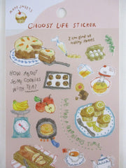 Cute Kawaii Mind Wave Food Sketch series - Cookies Tea Time Carrot Cake Fruit Muffin Bake Egg Pancake Sweet Snack Chocolate Scale Banana Apple Orange Flour Honey Bake Sticker Sheet - for Journal Planner Craft Diary Gift Schedule Scrapbook Agenda Notebook