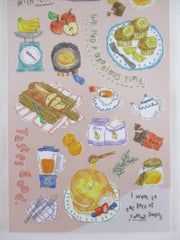 Cute Kawaii Mind Wave Food Sketch series - Cookies Tea Time Carrot Cake Fruit Muffin Bake Egg Pancake Sweet Snack Chocolate Scale Banana Apple Orange Flour Honey Bake Sticker Sheet - for Journal Planner Craft Diary Gift Schedule Scrapbook Agenda Notebook